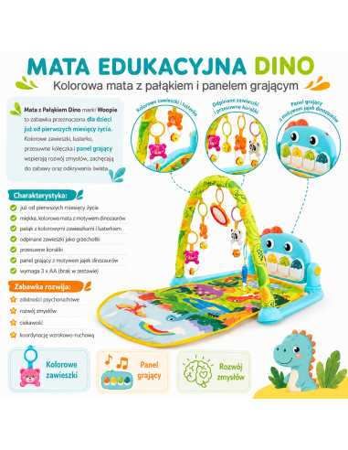 WOOPIE BABY kilimėlis su lanku Dino – džiaugsmas ir vaiko augimas!