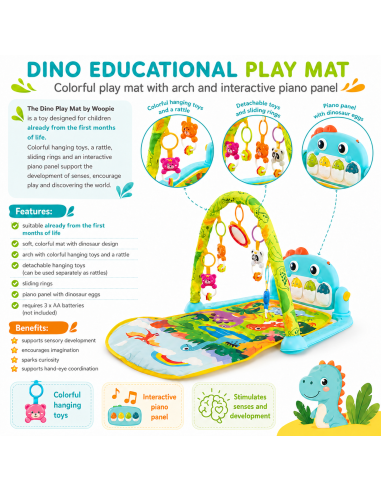 WOOPIE BABY kilimėlis su lanku Dino – džiaugsmas ir vaiko augimas!