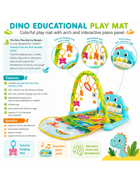 WOOPIE BABY kilimėlis su lanku Dino – džiaugsmas ir vaiko augimas!