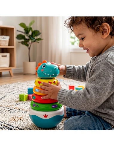 WOOPIE BABY jutiminis dinozauro bokštelis dėlionė-kūgiai kūdikiams