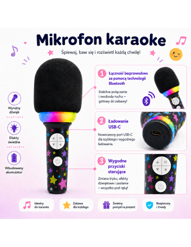 WOOPIE karaoke mikrofonas My Music World juodas – belaidis garsiakalbis