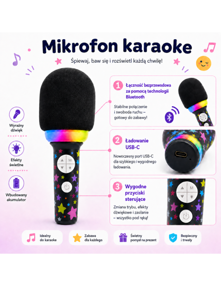 WOOPIE karaoke mikrofonas My Music World juodas – belaidis garsiakalbis