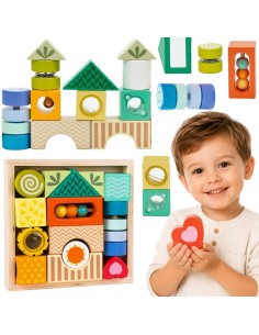 Holz-Sensorybausteine 7 Funktionen MONTESSORI 14-tlg.