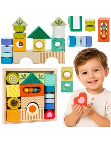 Wooden Sensory Blocks 7 Functions Montessori 14 pcs.