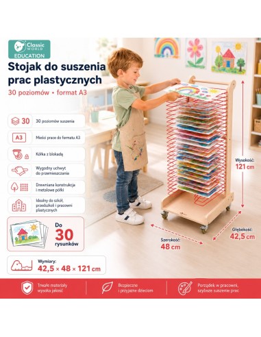 CLASSIC WORLD EDU stovėjimo džiovinimo stovas plakatams, 30 lygių