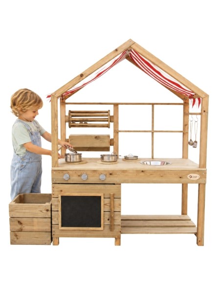 CLASSIC WORLD EDU Große Holzküche mit Vordach und Zubehör