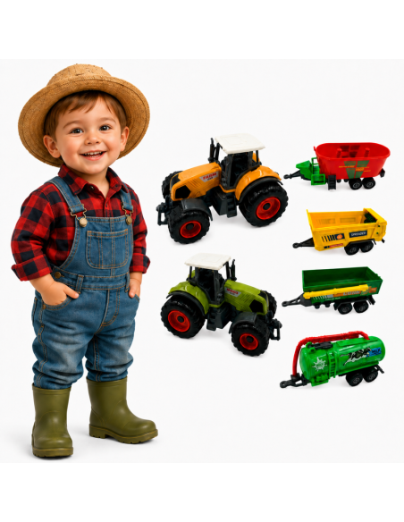 Traktoren-Set mit Anhängern Woopie – bewegliche Elemente, Farm