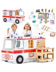 Toy Wooden Ambulance with Accessories WOOPIE - Educational Ambulance
