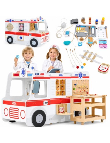 Toy Wooden Ambulance with Accessories WOOPIE - Educational Ambulance