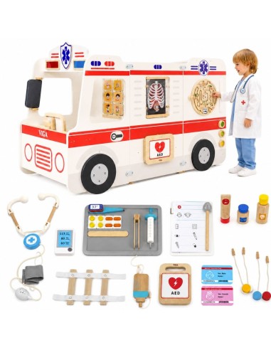 Toy Wooden Ambulance with Accessories WOOPIE - Educational Ambulance