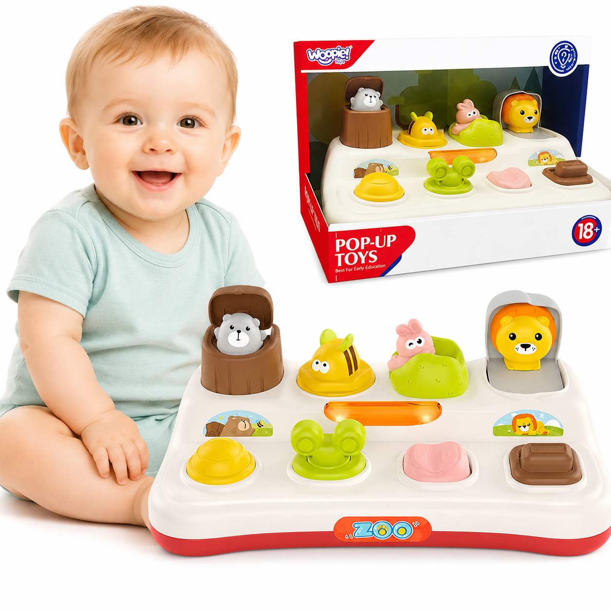 WOOPIE BABY Interaktiv Pop-Up Leksak med Djur