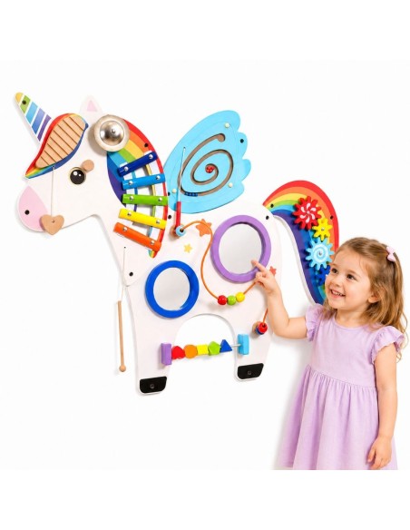 Montessori-Sinnestafel Einhorn aus Holz – Lernspielzeug! Viga