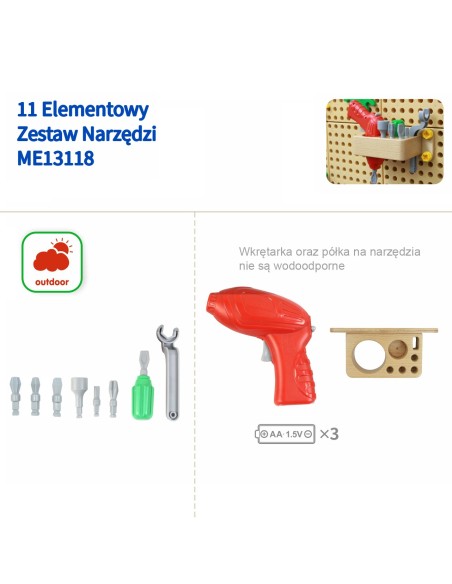 Zestaw Narzędzi z Wkrętarką MASTERKIDZ - 8 Elementów STEM