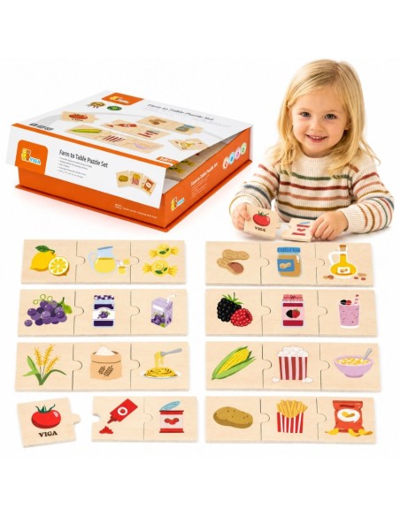 VIGA Puzzle Set – Discover Nature and Food in Play