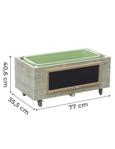 Classic World Wooden Flower Pot for Children on Wheels