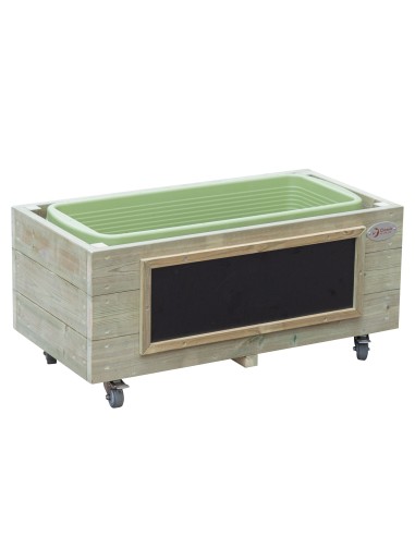 Classic World Wooden Flower Pot for Children on Wheels