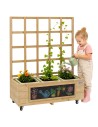 Classic World Holzblumenständer auf Rollen – Wagen mit Tafel