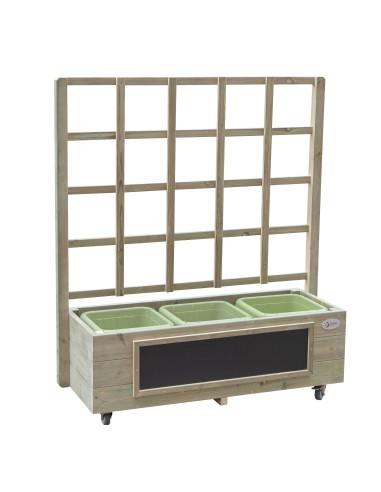 Classic World Wooden Flower Stand on Wheels Trolley with Board