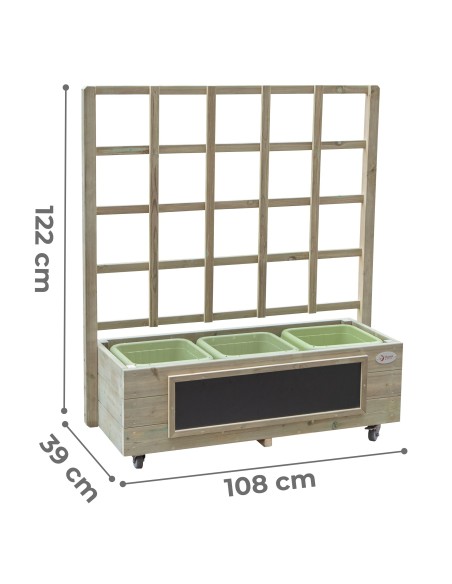 Classic World Wooden Flower Stand on Wheels Trolley with Board