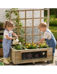 Classic World Wooden Flower Stand on Wheels Trolley with Board 2