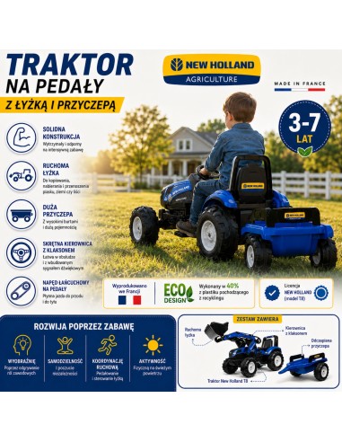 FALK New Holland T8 Tractor with Bucket and Trailer 3-7 years old