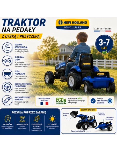 FALK New Holland T8 Tractor with Bucket and Trailer 3-7 years old