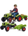 FALK Traktor Claas Grün mit Anhänger + Hupe, ab 2+
