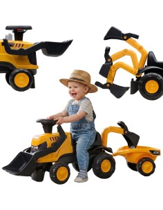 FALK Ride-on JCB Tractor with Trailer and Accessories Silent Wheels 1-3 Years 2