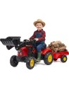 Red Supercharger Excavator Tractor with Falk Trailer - From 2 Years Old