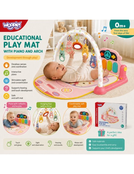 WOOPIE Mata Edukacyjna z Pianinkiem dla Niemowląt 3w1 | Interaktywna