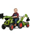FALK Green CLAAS Pedal Tractor with Bucket and Trailer 3+