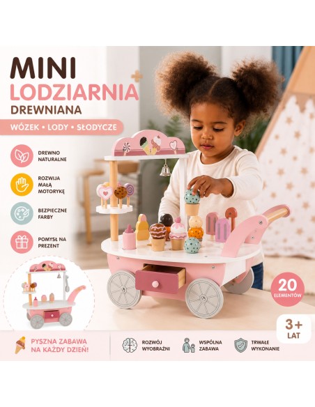 Medinė parduotuvė konditerija ledainė 3 viename – kūrybingas žaidimas vaikams