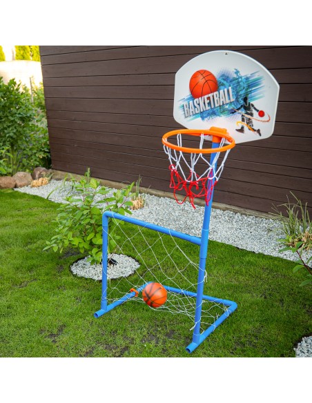 WOOPIE Set 2in1: Basketball und Fußballtor mit Ball