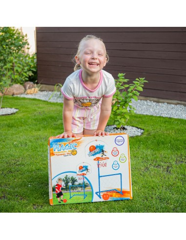 WOOPIE Set 2in1: Basketball und Fußballtor mit Ball