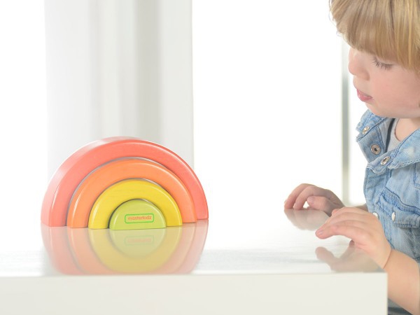 Drewniane puzzle układanka tęcza montessori