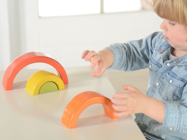 Drewniane puzzle układanka tęcza montessori