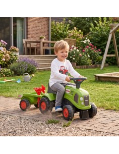 FALK Baby Claas Green Tractor with Trailer for Children 1+ 2