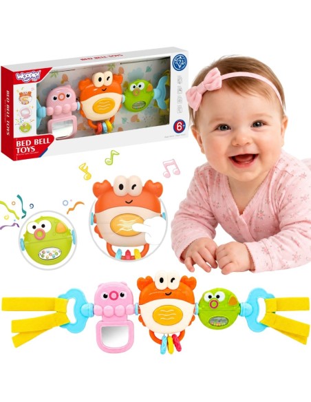 WOOPIE Panel Sensoryczny do Wózka Grający Krab Lusterko 6m+