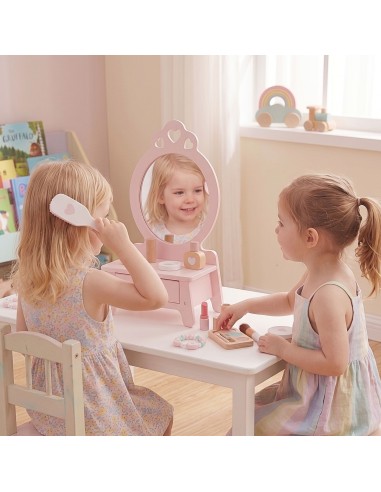 CLASSIC WORLD Wooden Dressing Table with Mirror and Hair Straightener 11 Actions