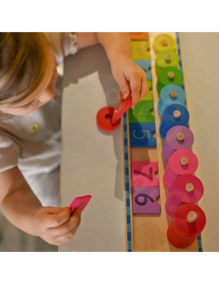 WOOPIE GREEN Lernpuzzle Montessori 56-tlg. Lernen Zahlen und Farben