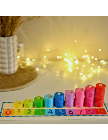 WOOPIE GREEN Lernpuzzle Montessori 56-tlg. Lernen Zahlen und Farben