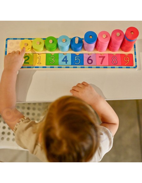 WOOPIE GREEN Lernpuzzle Montessori 56-tlg. Lernen Zahlen und Farben