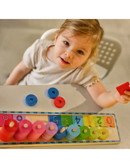 WOOPIE GREEN Lernpuzzle Montessori 56-tlg. Lernen Zahlen und Farben