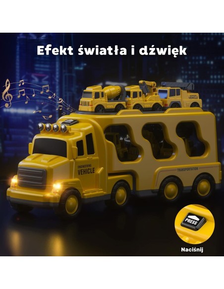 WOOPIE Laweta Drogowa zestaw 5 Aut - Pomoc Drogowa dla Dzieci