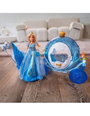Eisprinzessin-Puppe, leuchtender Wagen WOOPIE – magische Kutsche