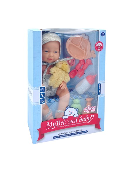WOOPIE ROYAL Lėlė-Kūdikis 36 cm su meškiuku ir maitinimo priedais
