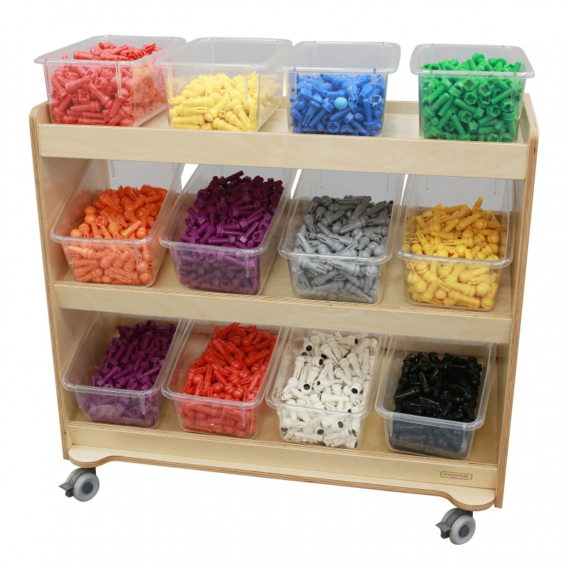 MASTERKIDZ Drewniany Regał  na kółkach z Półkami