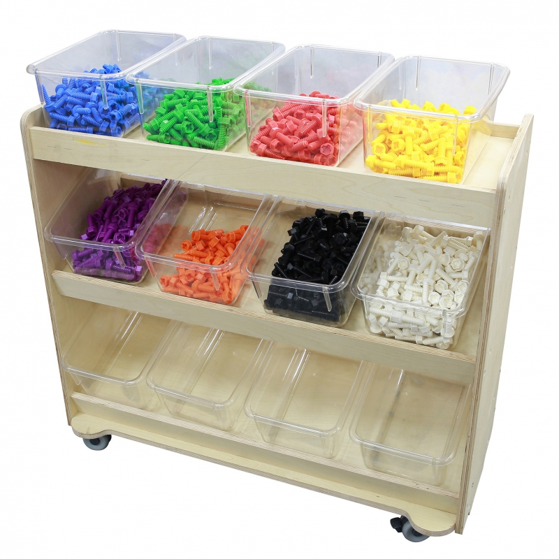 MASTERKIDZ Drewniany Regał  na kółkach z Półkami