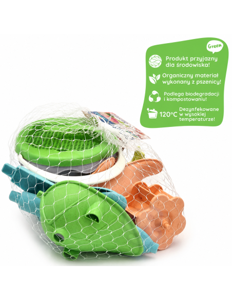 WOOPIE GREEN 4-Piece Set with Bucket and Reel Organic