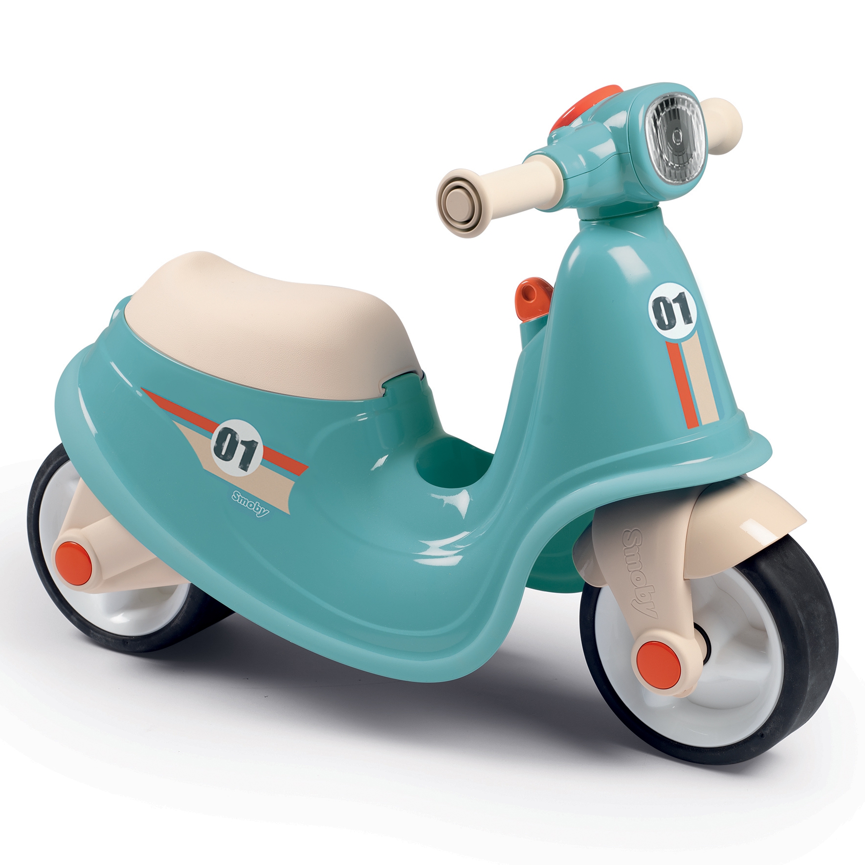 Niebieski jeździk skuter retro ciche koła scooter